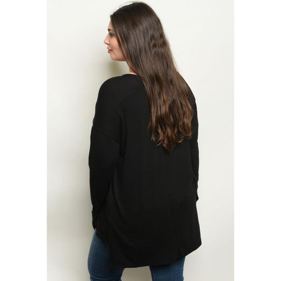 WOMEN'S CARMEN BLACK PLUS SIZE TOP - Picture 2 of 2